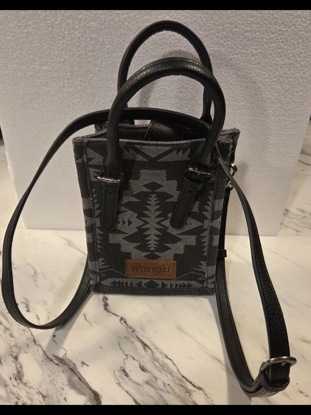 Wrangler Black & Gray Aztec Mini Crossbody